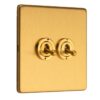 Eurolite Concealed 3mm 2 Gang 2 Way Toggle Switch - Satin Brass