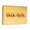 Eurolite Concealed 3mm 4 Gang 2 Way Toggle Switch - Satin Brass