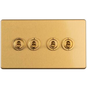 Eurolite Concealed 3mm 4 Gang 2 Way Toggle Switch - Satin Brass