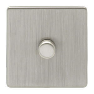 Eurolite Ecsn1D400Snb 1 Gang 400W Push On Off 2Way Dimmer Switch Concealed Satin Nickel Plate Matching Knob Black Trim