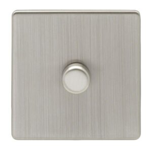 Eurolite Ecsn1Dledsnb 1 Gang Led Push On Off 2Way Dimmer Switch Concealed Satin Nickel Plate Matching Knob Black Trim