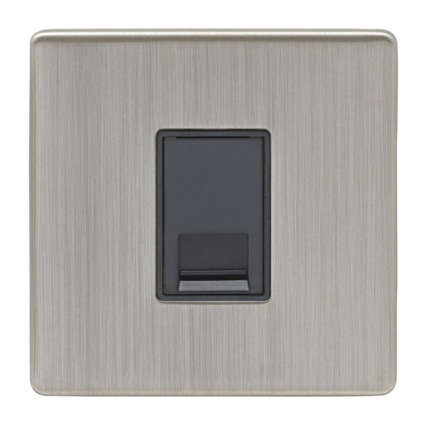 Eurolite Ecsn1Mb 1 Gang Master Telephone Socket Concealed Satin Nickel Plate Black Interior