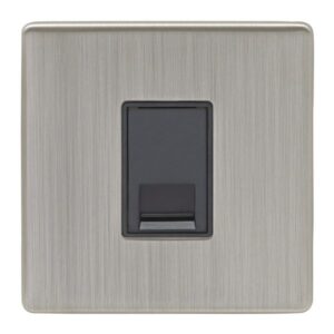 Eurolite Ecsn1Slb 1 Gang Slave Telephone Socket Concealed Satin Nickel Plate Black Interior