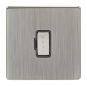 Eurolite Ecsnuswfsnb 13Amp Unswitched Fuse Spur Concealed Satin Nickel Plate Matching Black Trim