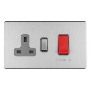 Eurolite Concealed 3mm 45Amp Dp Cooker Switch With 13Amp Socket - Stainless Steel