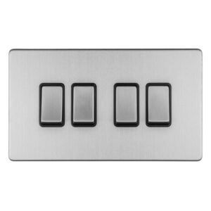 Eurolite Concealed 3mm 4 Gang 10Amp 2Way Switch - Stainless Steel