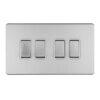 Eurolite Concealed 3mm 4 Gang 10Amp 2Way Switch - Stainless Steel