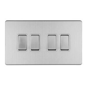Eurolite Concealed 3mm 4 Gang 10Amp 2Way Switch - Stainless Steel