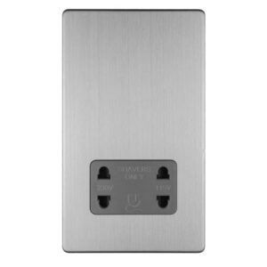 Eurolite Concealed 3mm 2 Gang Shaver Socket 230/115V - Stainless Steel