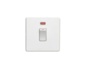 Eurolite Ecw20Adpswnw 1 Gang 20Amp Dp Switch With Neon Flat Concealed White Plate White Rocker