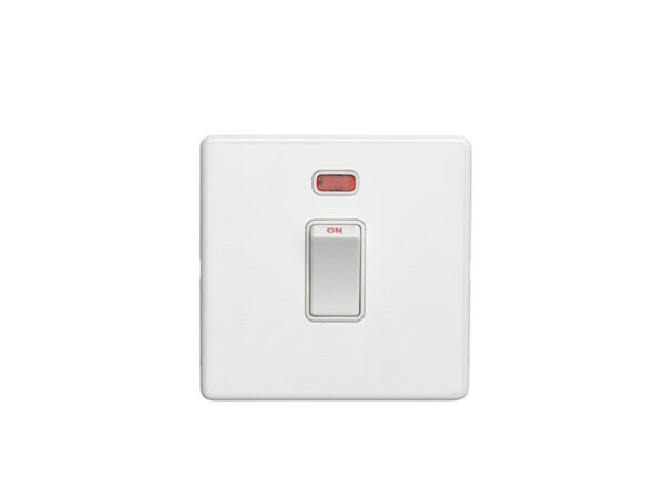 Eurolite Ecw20Adpswnw 1 Gang 20Amp Dp Switch With Neon Flat Concealed White Plate White Rocker