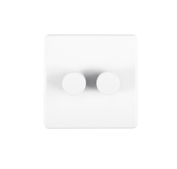 Eurolite Ecw2Dled 2 Gang Led Push On Off 2Way Dimmer Flat Concealed White Plate