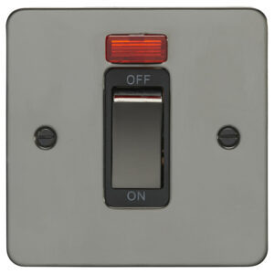 Eurolite Efbn45Aswnsbnb 45Amp Dp Cooker Switch With Neon Single Enhance Flat Black Nickel Plate Matching Rocker Black Trim