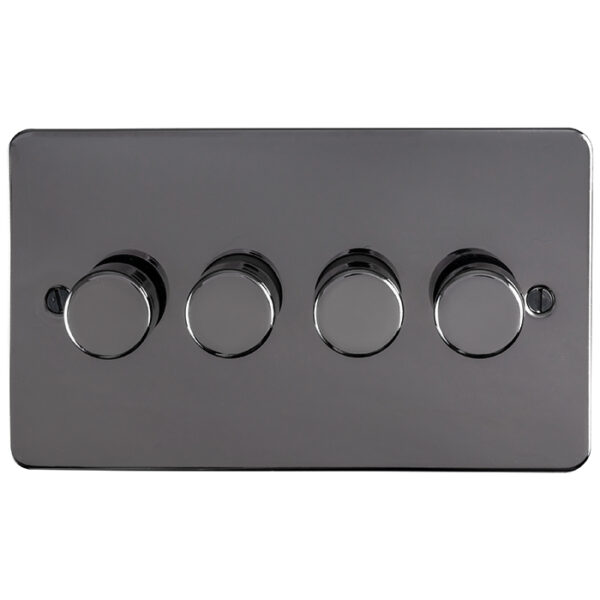 Eurolite Efbn4Dled 4 Gang Led Push On Off 2Way Dimmer Switch Enhance Flat Black Nickel Plate Matching Knobs