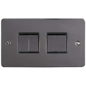 Eurolite Efbn4Swbnb 4 Gang 10Amp 2Way Switch Enhance Flat Black Nickel Plate Matching Rockers Black Trim