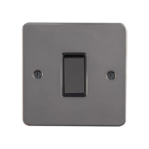 Eurolite Efbnintbnb 1 Gang 10Amp Intermediate Switch Enhance Flat Black Nickel Plate Matching Rocker Black Trim