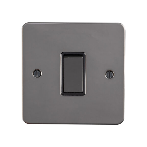 Eurolite Efbnintbnb 1 Gang 10Amp Intermediate Switch Enhance Flat Black Nickel Plate Matching Rocker Black Trim