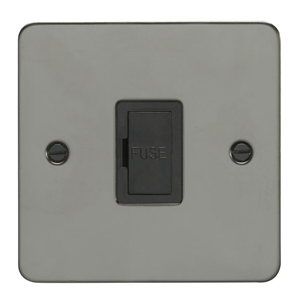 Eurolite Efbnuswfbnb 13Amp Unswitched Fuse Spur Enhance Flat Black Nickel Plate Matching Black Trim