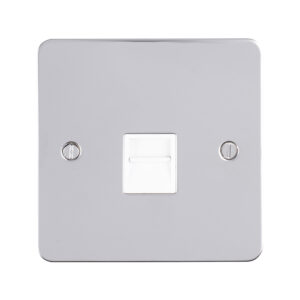 Eurolite Efpss1Mw 1 Gang Master Telephone Socket Enhance Flat Polished Stainless Steel Plate White Interior