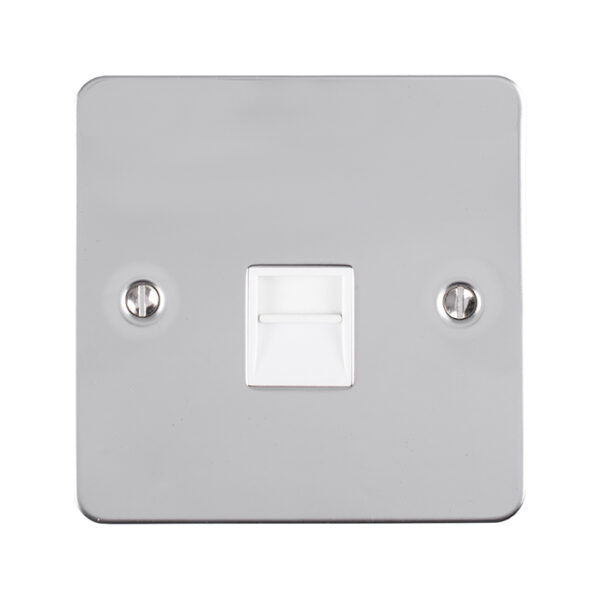 Eurolite Efpss1Slw 1 Gang Slave Telephone Socket Enhance Flat Polished Stainless Steel Plate White Interior