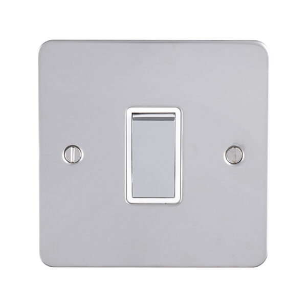 Eurolite Efpss1Swpsw 1 Gang 10Amp 2Way Switch Enhance Flat Polished Stainless Steel Plate Matching Rocker White Trim