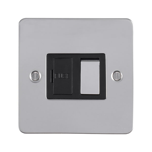 Eurolite Efpssswfpsb 13Amp Dp Switched Fuse Spur Enhance Flat Polished Stainless Steel Plate Matching Rocker Black Trim