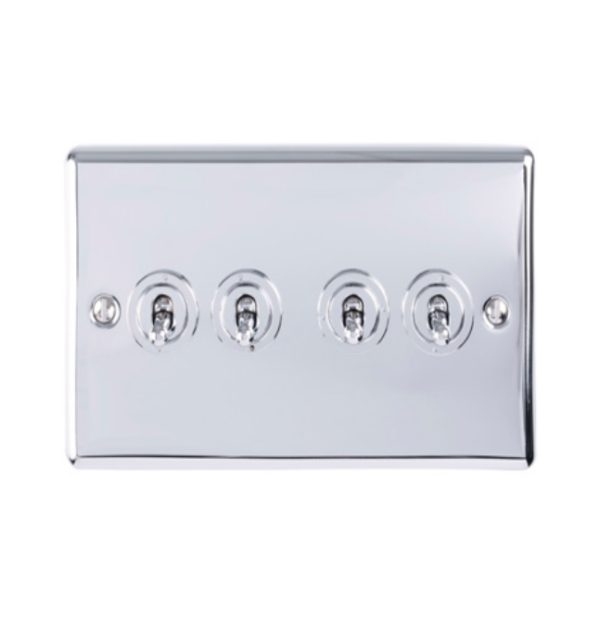 Eurolite Efpsst4Sw 4 Gang Toggle Switch 4X10Amp 2Way Enhance Flat Polished Stainless Steel Plate