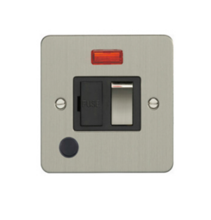 Eurolite Efsssswffossb 13Amp Dp Switched Fuse Spur With Flex Outlet Enhance Flat Satin Stainless Steel Plate Matching Rocker Black Trim