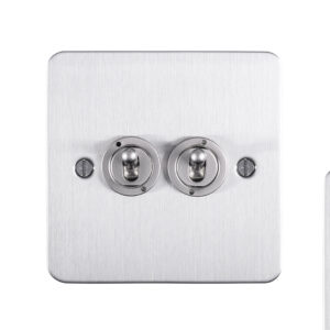 Eurolite Ssst2Sw 2 Gang 10Amp 2Way Toggle Switch Round Edge Satin Stainless Steel Plate