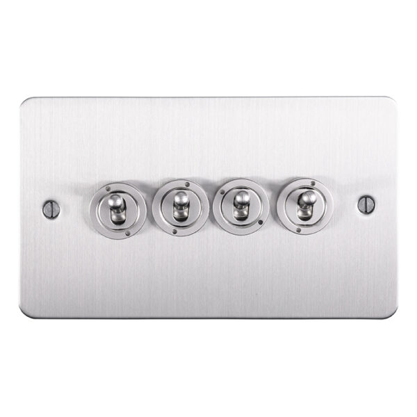 Eurolite Efssst4Sw 4 Gang Toggle Switch 4X10Amp 2Way Enhance Flat Satin Stainless Steel Plate