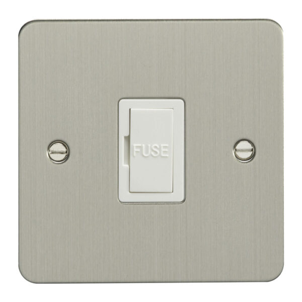 Eurolite Efsssuswfssw 13Amp Unswitched Fuse Spur Enhance Flat Satin Stainless Steel Plate Matching White Trim