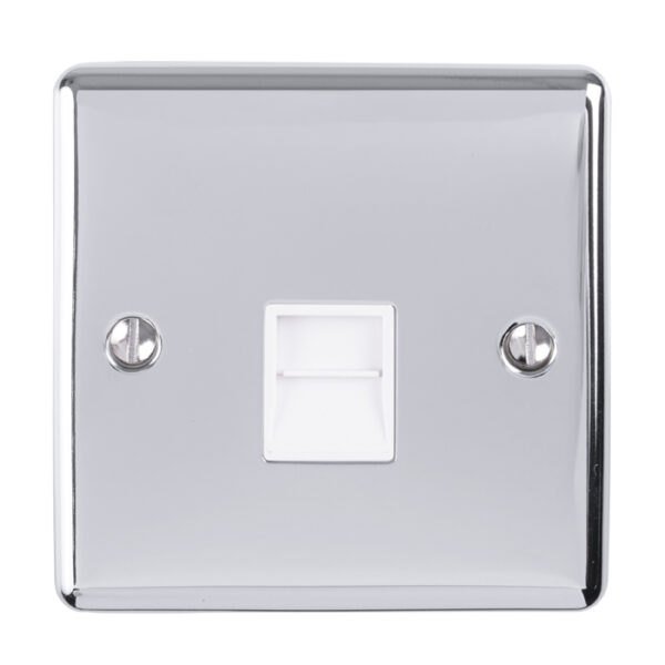 Eurolite En1Mpcw 1 Gang Master Telephone Socket Polished Chrome Enhance Range White Trim