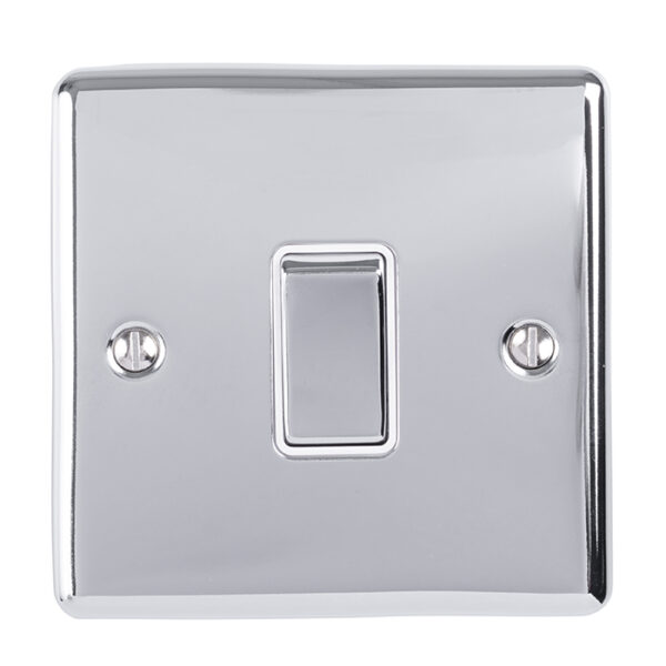 Eurolite En1Swpcw 1 Gang 10Amp 2Way Switch Polished Chrome Enhance Range White Trim