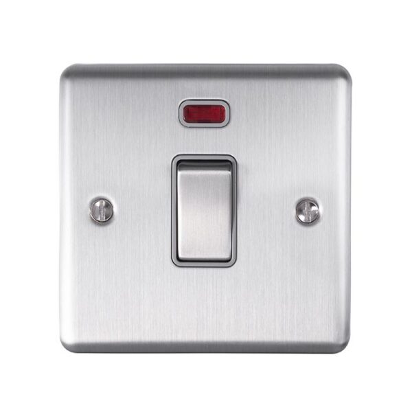 Eurolite En20Aswnpcg 1 Gang 20Amp Dp Switch With Neon Polished Chrome Enhance Range Grey Trim