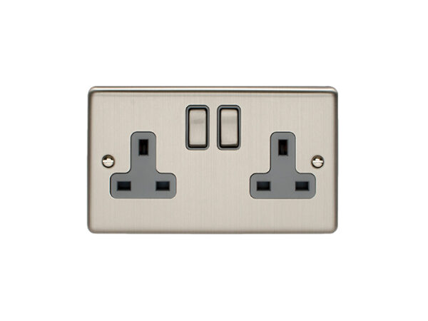 Eurolite En2Sossg 2 Gang 13Amp Dp Switched Socket Satin Enhance Range Grey Trim