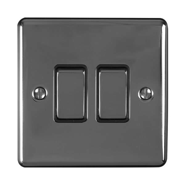 Eurolite En2Swmbb 2 Gang 10Amp 2Way Switch Matt Black Enhance Range Black Trim