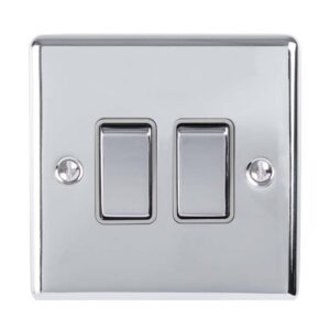Eurolite Enhance Decorative 2 Gang Switch - Polished Chrome