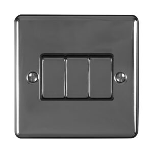 Eurolite En3Swbnb 3 Gang 10Amp 2Way Switch Black Nickel Enhance Range Black Trim