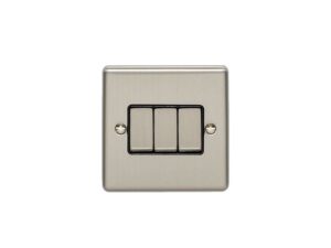 Eurolite Enhance Decorative 3 Gang Switch - Satin Stainless