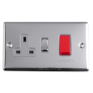 Eurolite Enhance Decorative 45Amp Switch With A Socket - Polished Chrome