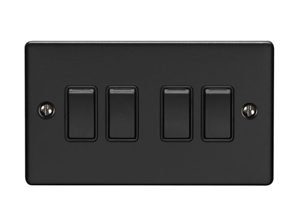 Eurolite En4Swmbb 4 Gang 10Amp 2Way Switch Matt Black Enhance Range Black Trim