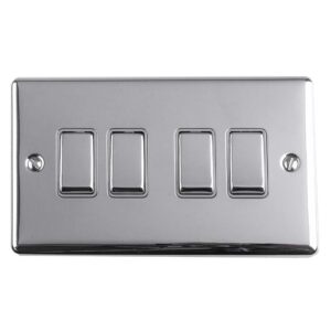 Eurolite Enhance Decorative 4 Gang Switch - Polished Chrome