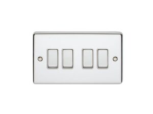 Eurolite Enhance Decorative 4 Gang Switch - Polished Chrome