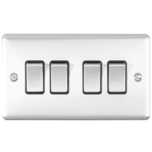 Eurolite Enhance Decorative 4 Gang Switch - Satin Stainless