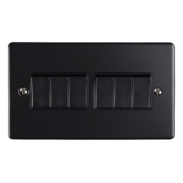 Eurolite En6Swmbb 6 Gang 10Amp 2Way Switch Matt Black Enhance Range Black Trim