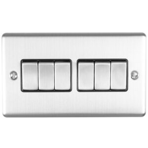 Eurolite Enhance Decorative 6 Gang Switch - Satin Stainless