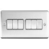 Eurolite Enhance Decorative 6 Gang Switch - Satin Stainless
