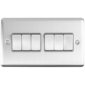 Eurolite Enhance Decorative 6 Gang Switch - Satin Stainless