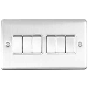 Eurolite Enhance Decorative 6 Gang Switch - Satin Stainless