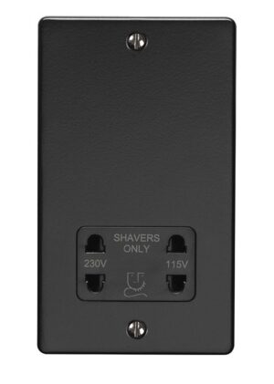 Eurolite Enshsmbb 2 Gang Shaver Socket 230/115V Matt Black Enhance Range Black Trim